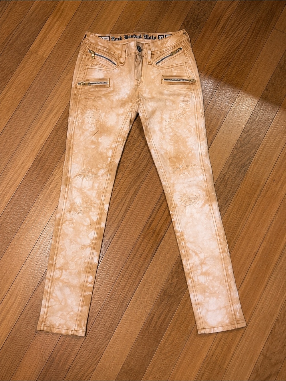 Rock Revival Moto Tie-Dye Skinny Jeans | Size 26 | Zipper Detail | Y2K